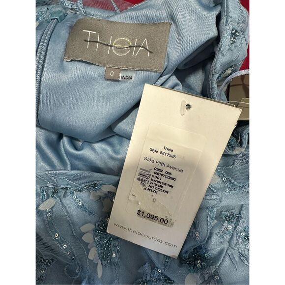 THEIA Bree Beaded Sweetheart Gown In Blue Size US0 $1095 - Picture 10 of 10
